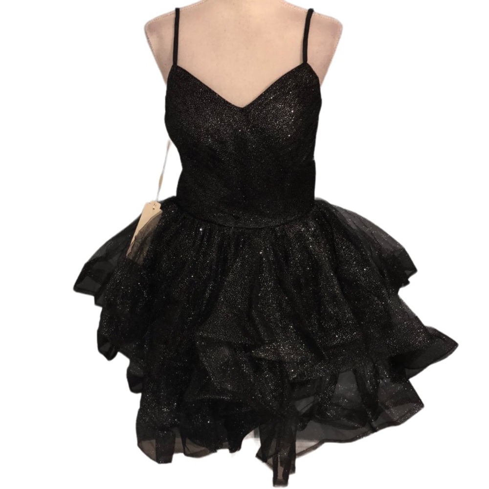 Gown Gallery black tulle glitter corset mini dress
